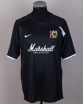 Tore Andre Flo black No.25 MK Dons short-sleeved shirt, 2008-09