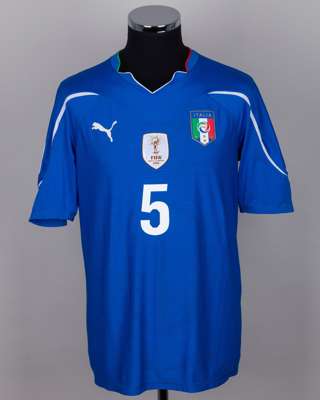 Fabio Cannavaro blue No.5 Italy short-sleeved shirt, 2010