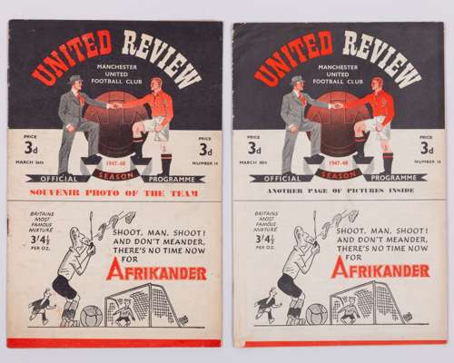 Two Manchester United home match programmes, 1948
