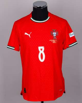 Bruno Fernandes red No.8 Portugal v. Germany short-sleeved shirt, 2025