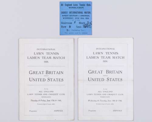 A rare 1924 four page card programme from the second Wightman Cup challenge match