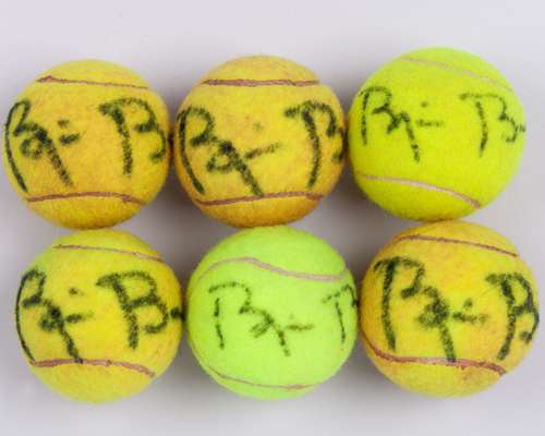 Six Dunlop Bjorn Borg autographed tennis balls