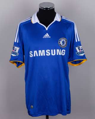 Frank Lampard blue and white No.8 Chelsea short-sleeved shirt, 2008-09