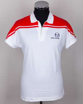John McEnroe white and red Wimbledon tennis polo short-sleeved shirt, c.1983-84