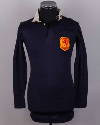 Blue Scotland v. England match worn long-sleeved shirt, 1934-35