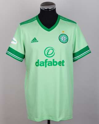 Christopher Jullien lime green No.2 Celtic short-sleeved shirt, 2020-21