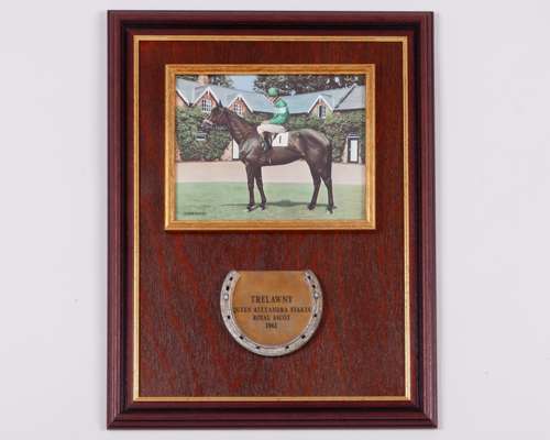 Racing plate worn by Trelawny when winning the 1962 Queen Alexandra Stakes at Royal Ascot