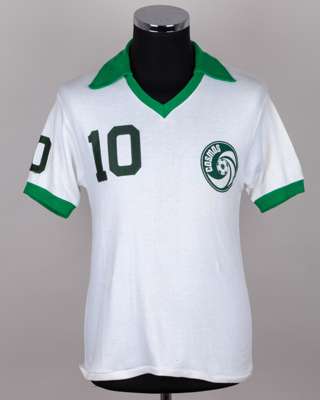 Pele white and green No.10 Cosmos short-sleeved shirt, 1977