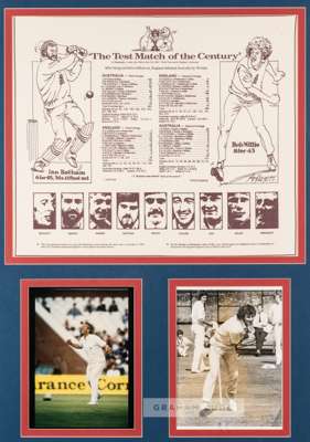 "The Test Match of the Centenary" England v Australia third test match at Headingley, Leeds, 16th - 21st July 1981 display. 
 Comprising souvenir hand