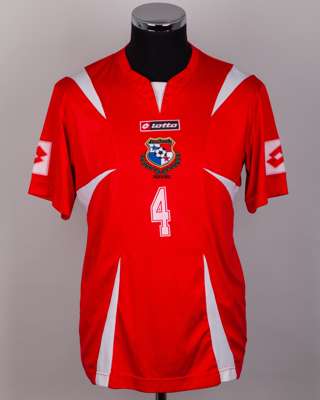Panama - red and white No.4 Panama match issued short-sleeved shirt