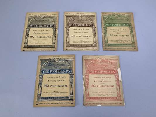 Five volumes of Our Footballers photograph booklets, late 1890s 
 comprising Part I; Part II; Part IV; Part V; Part VI, lacking Part III, the booklets