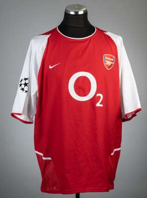 Sol Campbell red Arsenal UEFA Champions League no.23 jersey, season 2003-04,
 Nike, short-sleeved with UEFA STARBALL badge, club crest and sponsor log