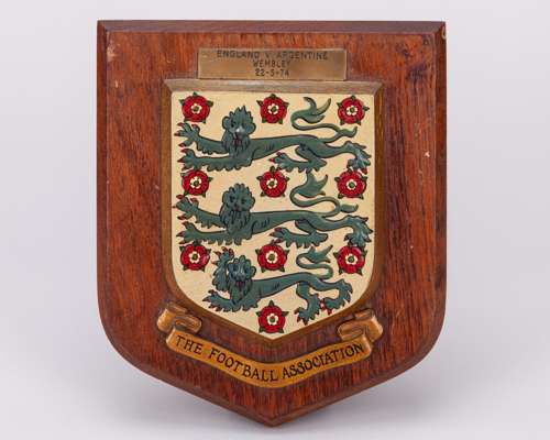 An official England v. Argentina plaque, 1974
