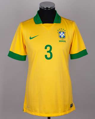 Thiago Silva yellow and green No.3 Brazil short-sleeved shirt, 2013