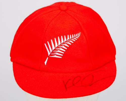 Kyle Jamieson red New Zealand Red For Ruth match worn signed cap