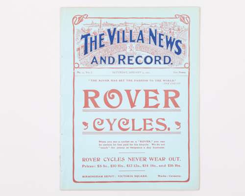Aston Villa v. Sunderland, match programme, 5th January 1907