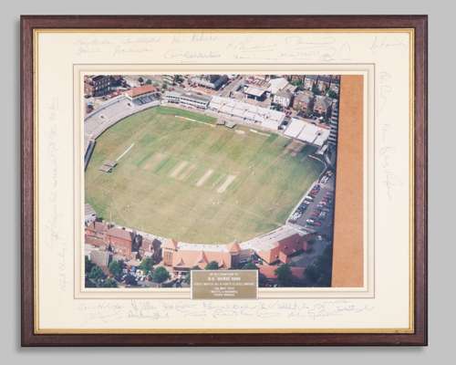 Dickie Bird first match as a first class umpire autographed and photograph display