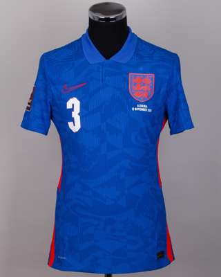 Ben Chilwell blue No.3 England v. Albania short-sleeved shirt, 2021
