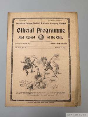 Tottenham Hotspur v. Everton home match programme, 12th March 1921

  Signs of folds, pencil text on team page