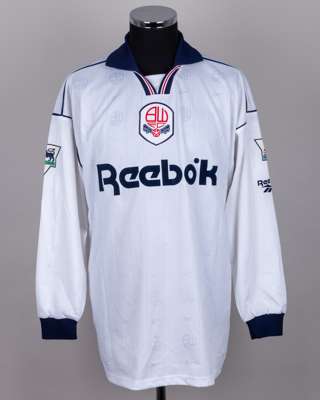 Scott Sellars white and blue No.12 Bolton Wanderers v. Sheffield Wednesday shirt, 1996