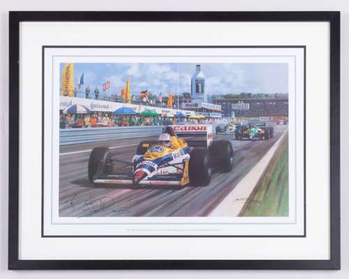 Nigel Mansell Signed 1988 Williams Print By Michael Turner
