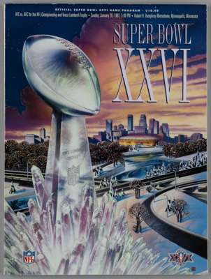 American Football Superbowl 26, 1992 Official 254 page programme for the game played between the Washington Redskins and Buffalo Bills

 Very good con
