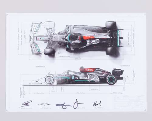 Mercedes-AMG Petronas F1 Team 2021 Signed Technical Drawing
