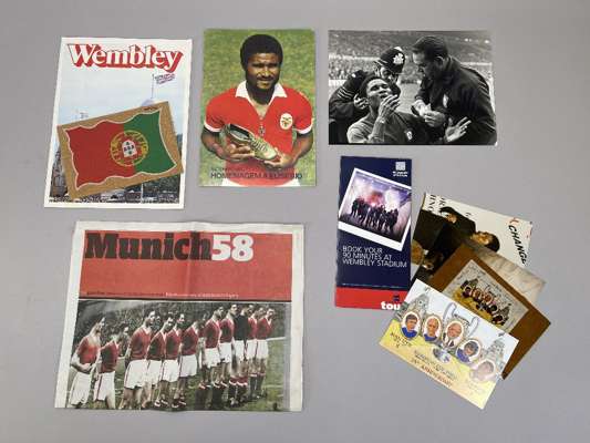 Mixed collection of ephemera, various booklets, menus, advertising flyers, etc., 
 relating to Wembley Stadium (31), collection of newspapers relating