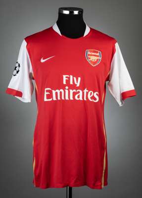 Cesc Fabregas red and white Arsenal UEFA Champions League no.4 jersey v Liverpool, played at Emirates Stadium, 2nd April 2008,
 match issue, Nike, sho