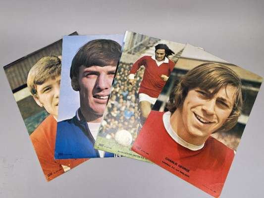 Large colour card pictures of players and teams issued by Coffer Sports, 
 highly collectable players include Best, Peters, Marinello, Hughes, Radford