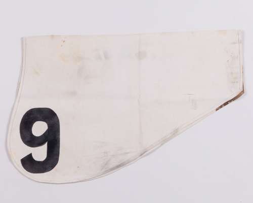 The No.9 number cloth worn by the 1973 St Leger winner Peleid