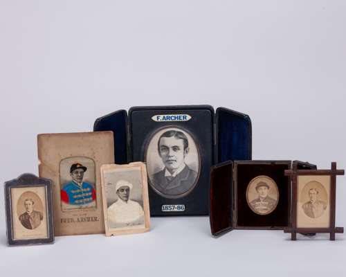 A group of photographs and collectibles relating to the Victorian jockey Fred Archer