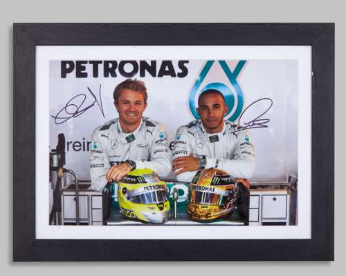 Lewis Hamilton & Nico Rosberg Signed Mercedes GP Petronas Formula One Team Framed Photo