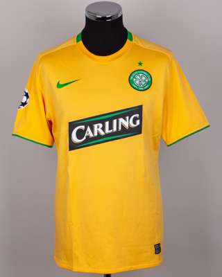 Massimo Donati yellow and green No.18 Celtic Champions League short-sleeved shirt, 2008
