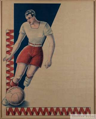 Two football advertisement posters, 
 comprising Ricard Anisette Liqurerre poster, Imprime En France, featuring a goalie saving a shot, glazed and fra