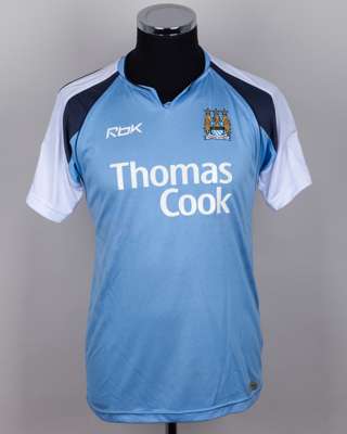 Joey Barton sky-blue and white No.8 Manchester City short-sleeved shirt, 2006-07