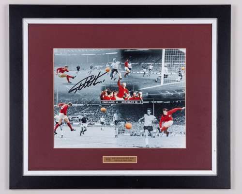 Geoff Hurst autographed print and two 1966 World Cup themed Top La Bruyere logo watches