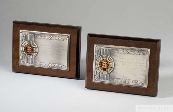 Pair of match presentations for England U.15 Schoolboys' internationals played at Manchester United's Old Trafford ground,
 the first v Holland 4th Ma