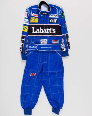 Nigel Mansell Signed Williams Replica Kids Race Suit