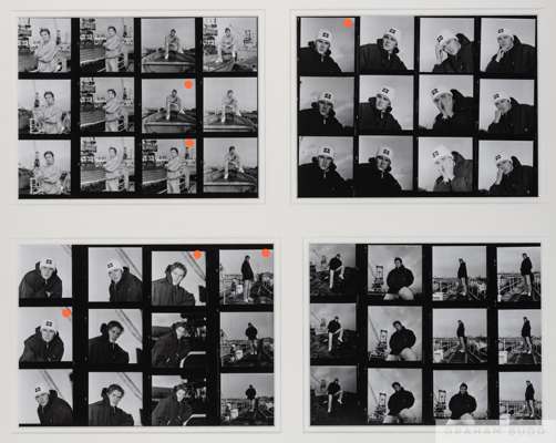 A framed display of black and white negatives of David Beckham
 from a Adidas ad campaign, in common mouth, 58 by 68cm framed and glazed