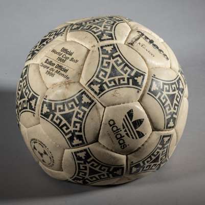 The match ball used for the Argentina v Germany FIFA World Cup Final played at the Estadio Azteca, Mexico City, 29th June 1986,
 offered with a signed