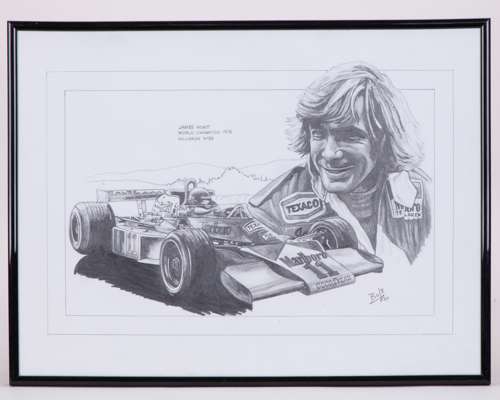 Nikki Lauda & James Hunt Framed Pencil Artwork