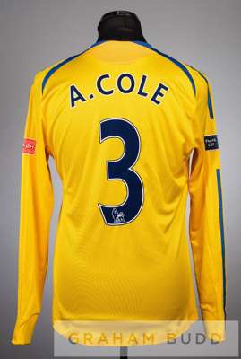 Ashley Cole yellow and blue Chelsea no.3 third change jersey v Everton in the FA Cup Final at Wembley, 30th May 2009, 
 spare long-sleeved with THE FA