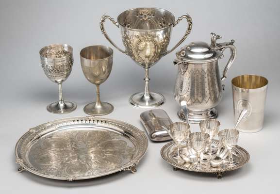 Collection of sporting and athletic awards presented to Michael Ellison during 1870s