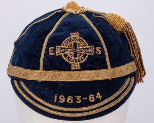 Harry Gregg blue Northern Ireland v. England, Scotland International cap, 1963-64