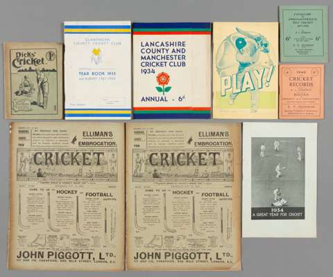A miscellany of cricket ephemera mostly 1930s to 1950s,
 publications including Cricket Records, County Year Books, scorecards, souvenir newspapers, C