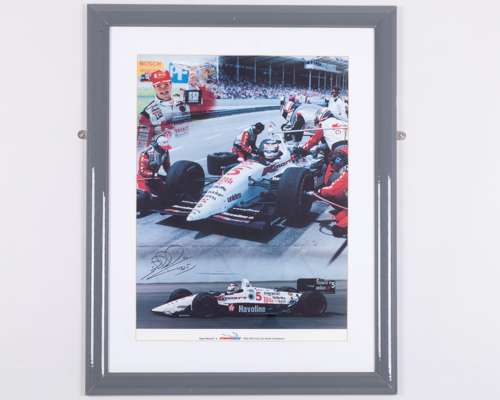 Nigel Mansell Signed 1993 Newman Haas Racing Framed Print