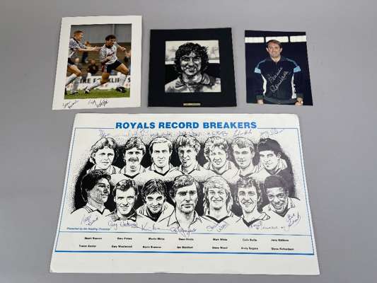 A small collection of football caricatures including Steve Bruce, Gary Mabbutt, Terry Butcher, George Best etc