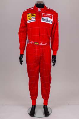 Nigel Mansell Signed Ferrari Replica Race Suit.
