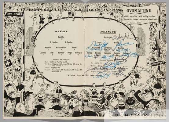 1954 World Cup programme signed by the Mexico team in the Group 1 match v Brazil